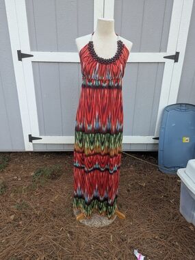 Soulmates Red Multi-Color Halter Maxi Dress